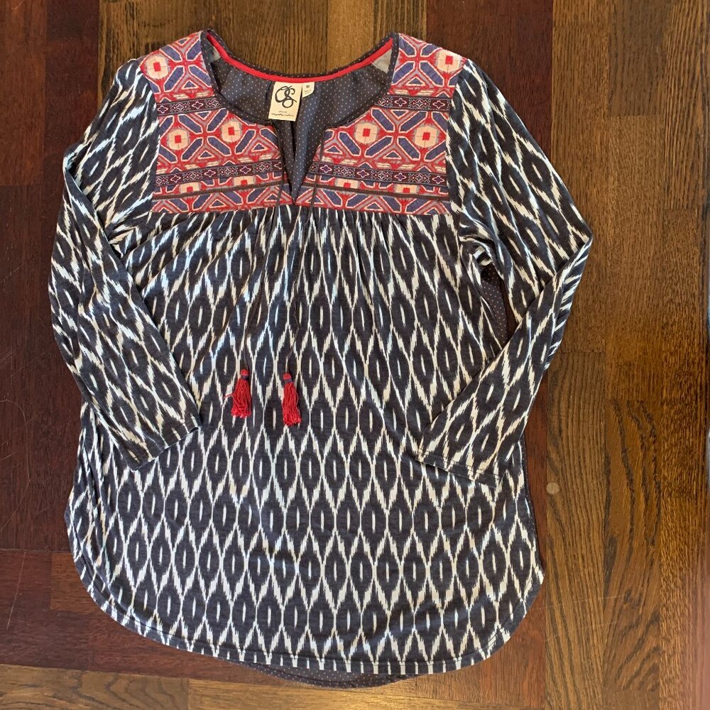 Anthropologie, One September Palamba Embroidered Mixed Print Tunic